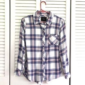Rails Plaid Flannel White Button Down Top XS